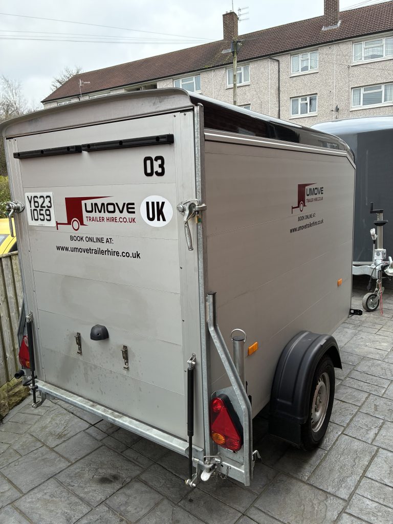Debon C255 Aluminium Box (3) Trailer for Hire, Covered Motorcycle Transport UK or Europe, Personal Use